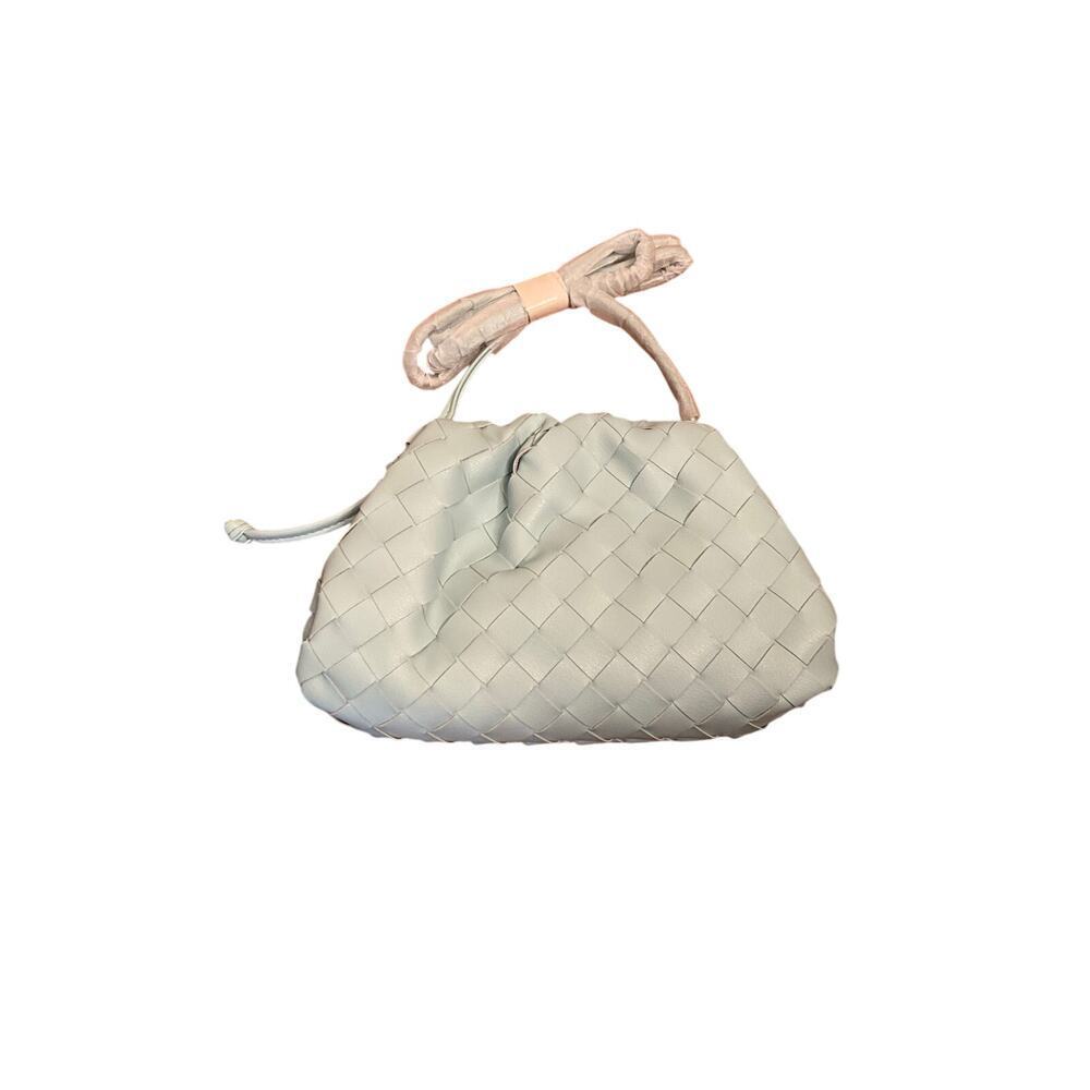 Tiffany & Fred Paris Full Grain Woven Leather Pouch Shoulder Clutch Bag NEW